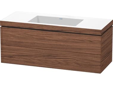 Duravit L-cube 47'' Two Drawer Walnut (Dark) Matt Wall-Mounted Vanity Unit DURLC6929N2121