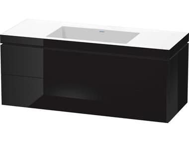 Duravit L-cube 47'' Two Drawer Black High Gloss Wall-Mounted Vanity Unit DURLC6929N4040
