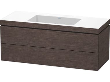 Duravit L-cube 47'' Two Drawer Dark Brushed Oak Matt Wall-Mounted Vanity Unit DURLC6929N7272
