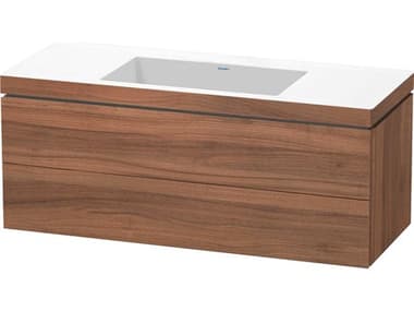 Duravit L-cube 47'' Two Drawer Walnut Matt Wall-Mounted Vanity Unit DURLC6929N7979