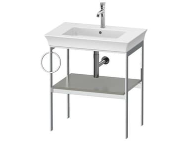 Duravit White Tulip 27'' Stone Gray Satin Matt Metal Console Vanity Unit - Left Side Towel Ring DURWT4543L9292