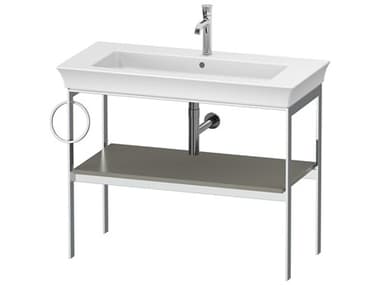 Duravit White Tulip 39'' Stone Gray Satin Matt Metal Console Vanity Unit - Left Side Towel Ring DURWT4544L9292