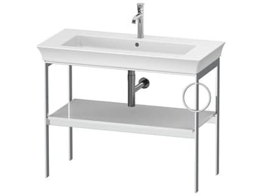 Duravit White Tulip 39'' White High Gloss Metal Console Vanity Unit - Right Side Towel Ring DURWT4544R8585