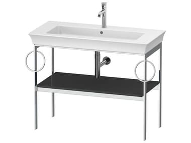 Duravit White Tulip 39'' Graphite High Gloss Metal Console Vanity Unit DURWT4547BH1H1