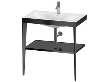 Duravit Xviu 32'' Black High Gloss/Black Set with Metal Console DURXV4715OB240