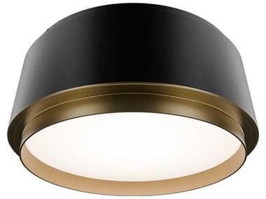 dweLED by WAC Lighting Salvo 1-Light Black Aged Brass Round Flush Mount DWLFM20509BKAB