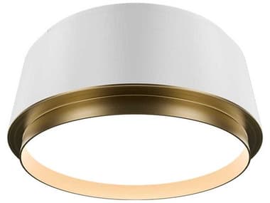 dweLED by WAC Lighting Salvo 1-Light White Aged Brass Round Flush Mount DWLFM20509WTAB