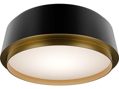 dweLED by WAC Lighting Salvo 1-Light Black Aged Brass Round Flush Mount DWLFM20512BKAB