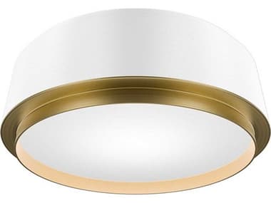 dweLED by WAC Lighting Salvo 1-Light White Aged Brass Round Flush Mount DWLFM20512WTAB