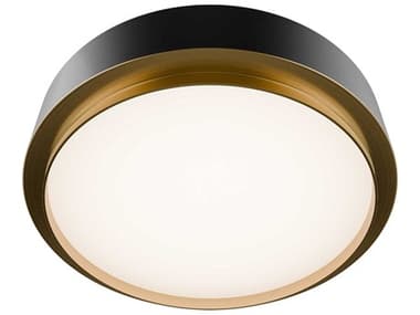 dweLED by WAC Lighting Salvo 1-Light Black Aged Brass Round Flush Mount DWLFM20515BKAB