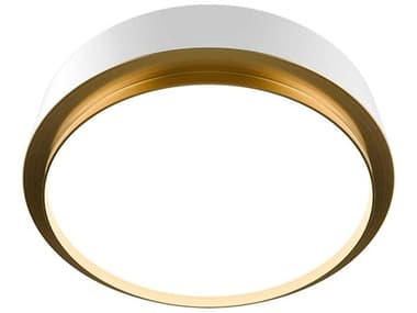 dweLED by WAC Lighting Salvo 1-Light White Aged Brass Round Flush Mount DWLFM20515WTAB