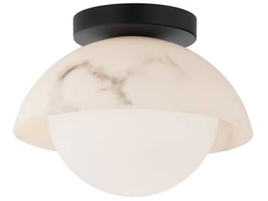 dweLED by WAC Lighting Moonstone 9" 1-Light Black Globe Semi Flush Mount DWLFM43310BK