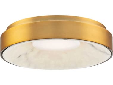 dweLED by WAC Lighting Crackle 14" 1-Light Aged Brass Round Flush Mount DWLFM97414AB