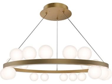 dweLED by WAC Lighting Carousel 21-Light Aged Brass Globe Round Chandelier DWLPD21528AB