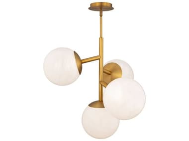 dweLED by WAC Lighting Quatrro 4-Light Aged Brass Globe Pendant DWLPD23527AB