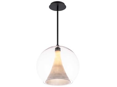 dweLED by WAC Lighting Chantilly 14" 1-Light Black Glass LED Globe Pendant DWLPD25314BK
