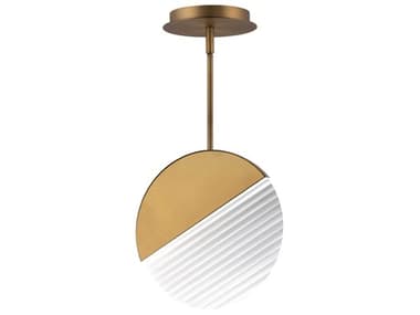 dweLED by WAC Lighting Crescent 1-Light Aged Brass Round Mini Pendant DWLPD25410AB