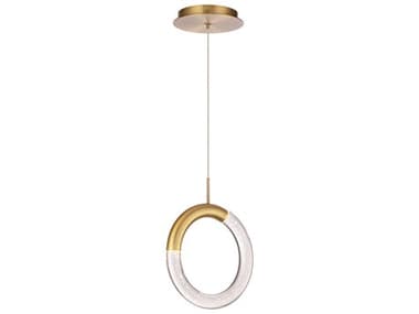 dweLED by WAC Lighting Ringlet 8" 1-Light Aged Brass LED Round Mini Pendant DWLPD27308AB