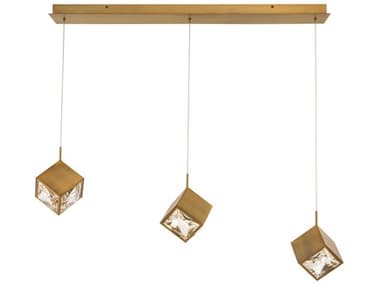 dweLED by WAC Lighting Ice Cube 3-Light Aged Brass Geometric Island Pendant DWLPD29303LAB