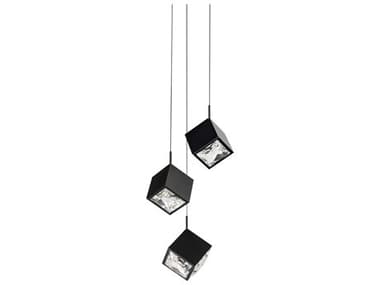 dweLED by WAC Lighting Ice Cube 3-Light Black Geometric Pendant DWLPD29303RBK