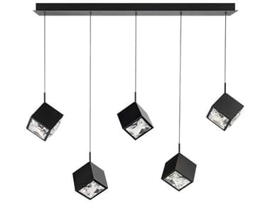 dweLED by WAC Lighting Ice Cube 5-Light Black Geometric Island Pendant DWLPD29305LBK