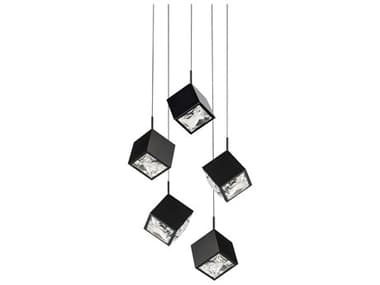 dweLED by WAC Lighting Ice Cube 5-Light Black Geometric Pendant DWLPD29305RBK