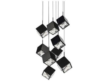 dweLED by WAC Lighting Ice Cube 9-Light Black Geometric Pendant DWLPD29309RBK