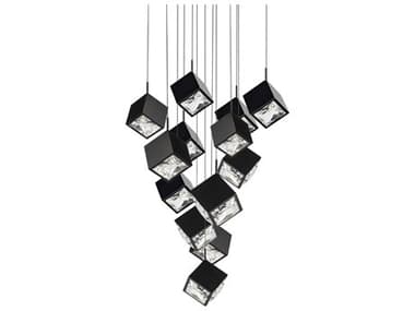 dweLED by WAC Lighting Ice Cube 13-Light Black Geometric Pendant DWLPD29313SBK