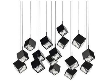 dweLED by WAC Lighting Ice Cube 14-Light Black Geometric Linear Island Pendant DWLPD29314LBK