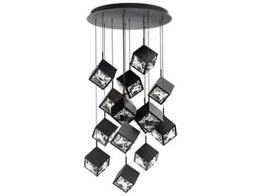 dweLED by WAC Lighting Ice Cube 15-Light Black Geometric Pendant DWLPD29315RBK