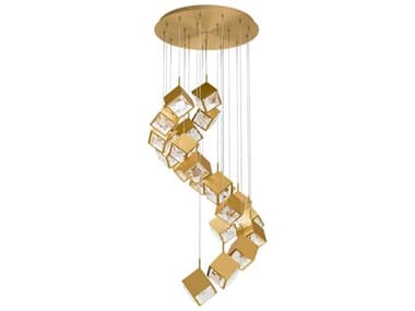 dweLED by WAC Lighting Ice Cube 21-Light Aged Brass Geometric Pendant DWLPD29321RAB