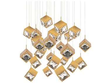 dweLED by WAC Lighting Ice Cube 25-Light Aged Brass Geometric Pendant DWLPD29325SAB