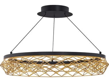 dweLED by WAC Lighting Lacey 1-Light Black gold Geometric Pendant DWLPD45427BKGO