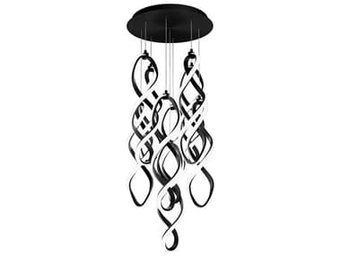 dweLED by WAC Lighting Interlace 17" 9-Light Black Pendant DWLPD47809RBK