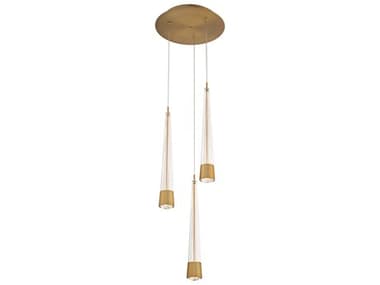 dweLED by WAC Lighting Quill 12" 3-Light Aged Brass Linear Mini Pendant DWLPD59403RAB