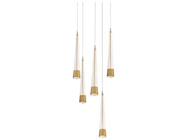 dweLED by WAC Lighting Quill 17" 5-Light Aged Brass Linear Pendant DWLPD59405RAB