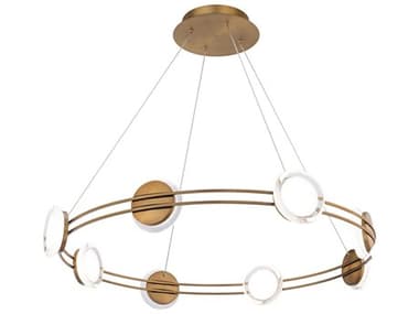 dweLED by WAC Lighting Bracelet 8-Light Aged Brass Round Pendant DWLPD65532AB