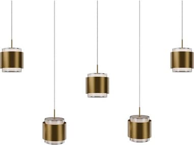 dweLED by WAC Lighting Banded 5-Light Aged Brass Island Pendant DWLPD68905LAB