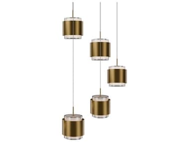 dweLED by WAC Lighting Banded 5-Light Aged Brass Pendant DWLPD68905RAB