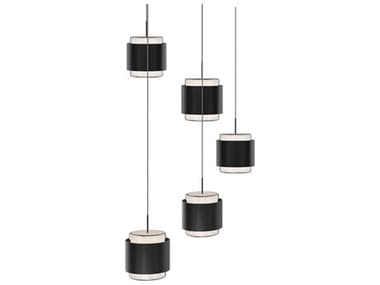 dweLED by WAC Lighting Banded 5-Light Black Pendant DWLPD68905RBK