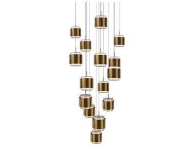 dweLED by WAC Lighting Banded 15-Light Aged Brass Pendant DWLPD68915RAB