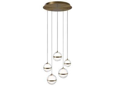 dweLED by WAC Lighting Cyllindra 5-Light Aged Brass Globe Mini Pendant DWLPD77505RAB