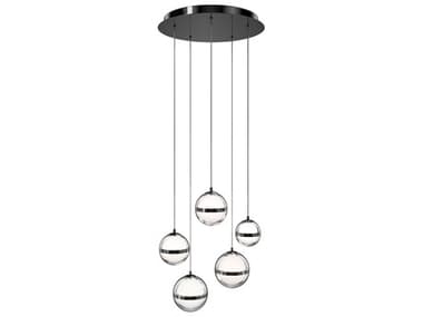 dweLED by WAC Lighting Cyllindra 5-Light Black Chrome Globe Mini Pendant DWLPD77505RBC