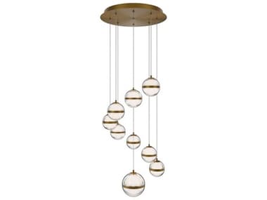 dweLED by WAC Lighting Cyllindra 9-Light Aged Brass Globe Mini Pendant DWLPD77509RAB