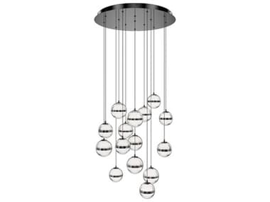 dweLED by WAC Lighting Cyllindra 15-Light Black Chrome Globe Mini Pendant DWLPD77515RBC