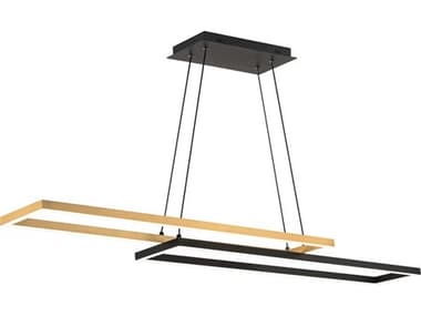dweLED by WAC Lighting Double Entendre 42" 2-Light Black Aged Brass Linear Island Pendant DWLPD81442BKAB