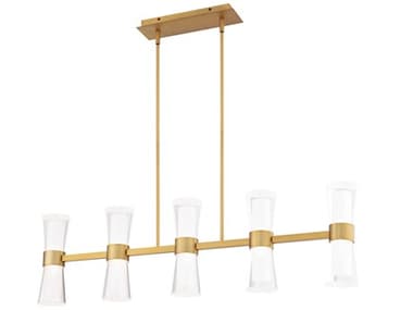 dweLED by WAC Lighting Hourglass 5-Light Aged Brass Linear Island Pendant DWLPD91536AB