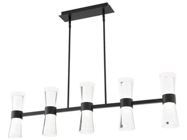 dweLED by WAC Lighting Hourglass 5-Light Black Linear Island Pendant DWLPD91536BK