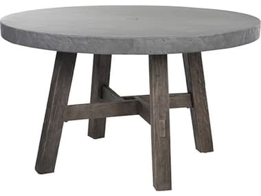 Ebel Amherst Aluminum Concrete/Timber 50'' Round Dining Table with Umbrella Hole EBL104200