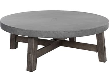 Ebel Amherst Aluminum Concrete/Timber 50'' Round Chat Table with Umbrella Hole EBL105200